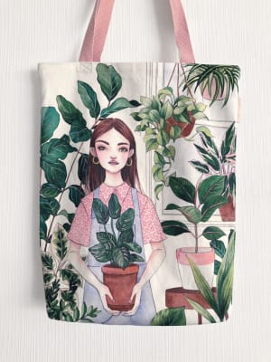 Tote Bag Plant Lady I