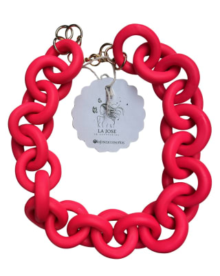Collar Eslabones Fucsia1