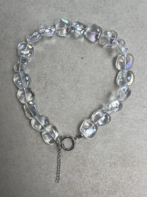 Collar Cristal transparente broche acero inoxidable1