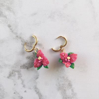 Bugambilia Fucsia colgante - acero inoxidable dorado1