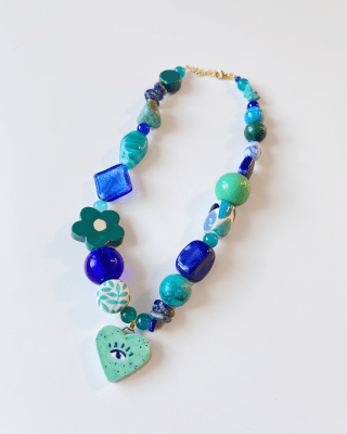 Collar Irie corazon turquesa