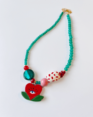 Collar Victoria rojo turquesa