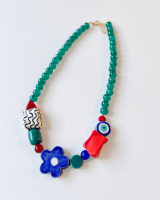 Collar Victoria azul turquesa flor