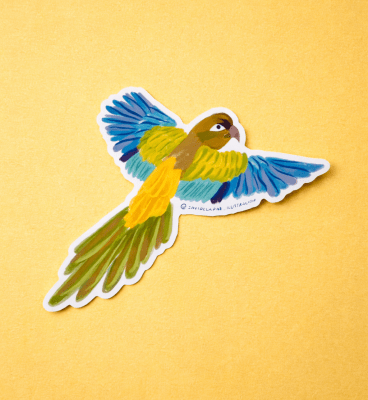 Stickers Individuales Loro Verde Azul1