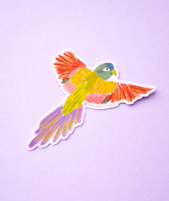 Stickers Individuales Loro Verde Morado1