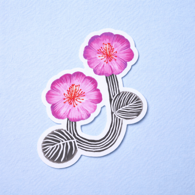 Stickers Individuales Flor Rosa