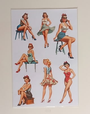 Lámina de Stickers Mujeres Pinup