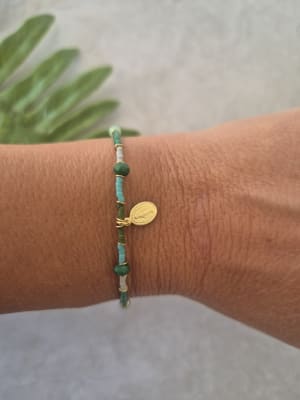 Pulsera Bendita Verde Menta Oro
