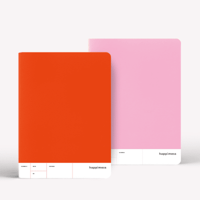 Libretas Grandes x2 Rayadas Happimess - Colorblock Rosa/Rojo