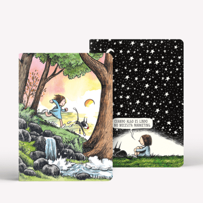 Libretas Grandes x2 Rayadas Macanudo - Atardecer/noche Estrellada