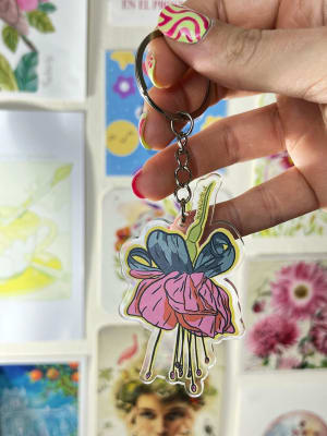 Llavero Flor Fucsia (campanita)1
