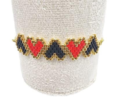 Pulsera Corazones Rojo y negro
