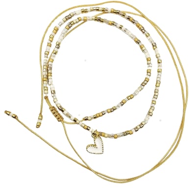 Pulsera Vueltas Miyuki Dorado Corazon