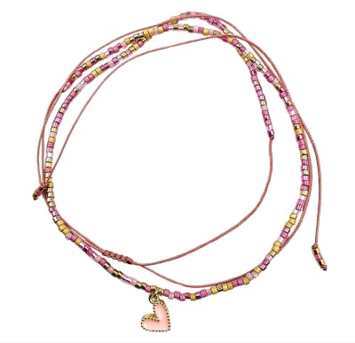 Pulsera Vueltas Miyuki rosado Corazon