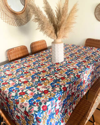 Mantel lona impermeable Casa en Flor Blanco 150x250