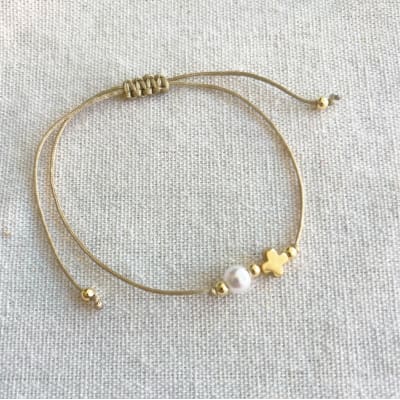 PULSERA CRUZ PERLA