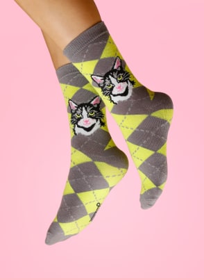 Calcetin Gato Tuxedo rombos