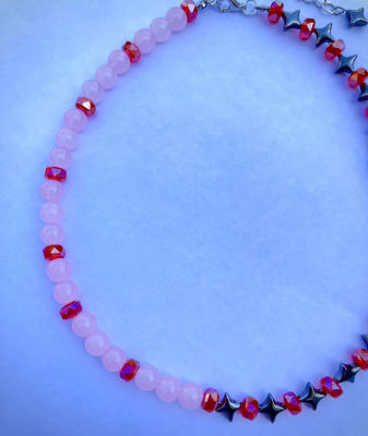 Collar Glass destellos rosa y rojo