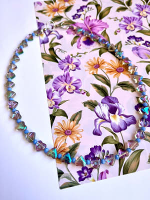 Collar glass cuore cielo azul