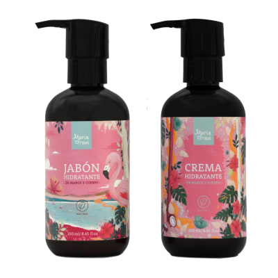 Jabón y crema de cuerpo floral