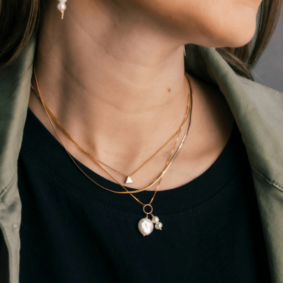 COLLAR GOLD VERMEIL TRI PERLA