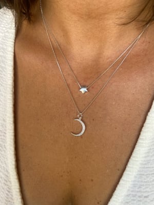 COLLAR LUNA BRILLOS PLATA