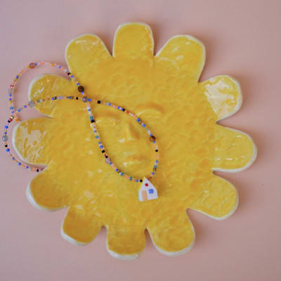 Plato flor amarillo 011