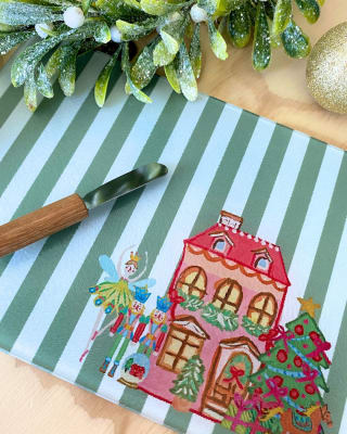 Tabla de vidrio Navidad ilustrada lineas