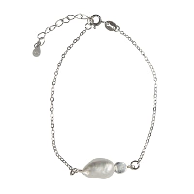 PULSERA PERLA BARROCA PLATA