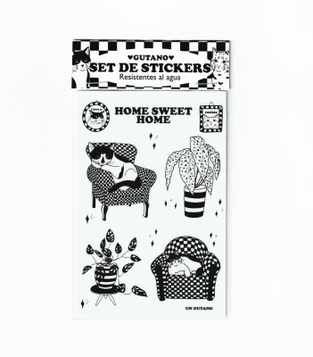 set stickers gato sillon