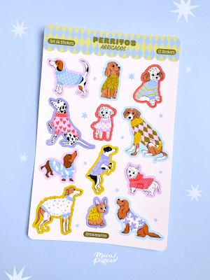 Set stickers Perritos abrigados1