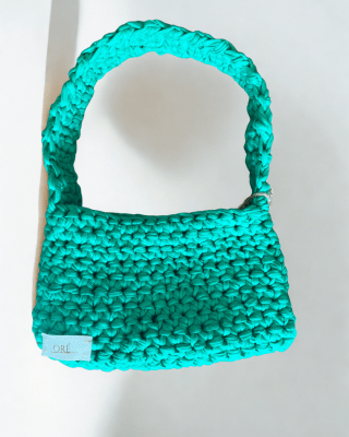 CARTERA A CROCHET VERDE LIMON