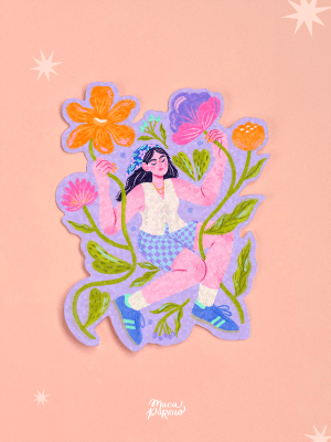 Sticker Entre flores Holográfico