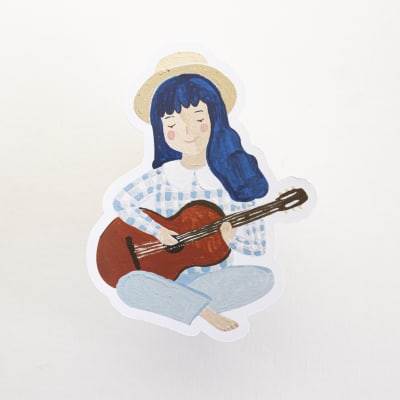 Sticker unitario Mujer con guitarra
