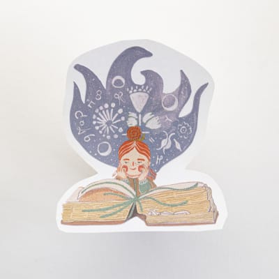 Sticker unitario Niña leyendo