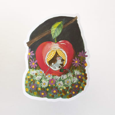 Sticker unitario Raton en la manzana