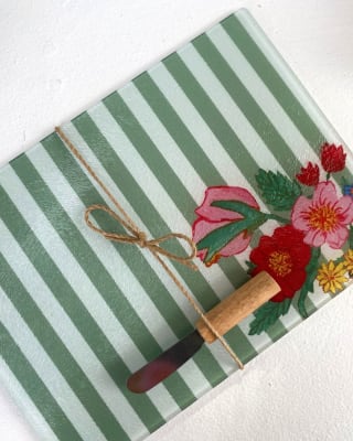 Tabla de vidrio Casa en Flor rayas verde