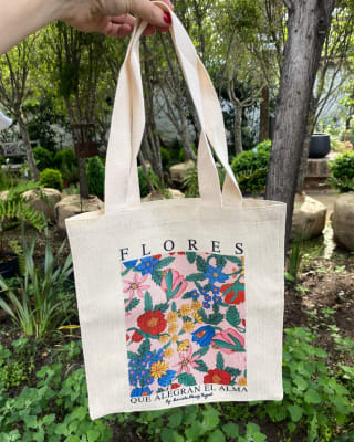 Totebag Casa en Flor Rosado