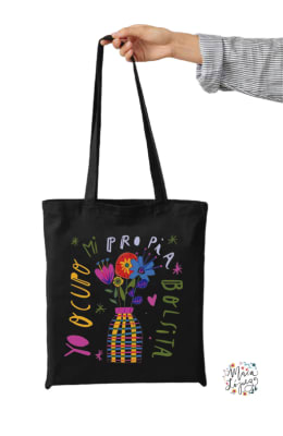 Totebag Negra Yo ocupo mi propia Bolsita