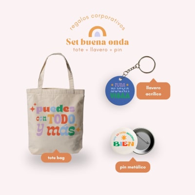 Set Buena Onda Tote + Llavero + Pin