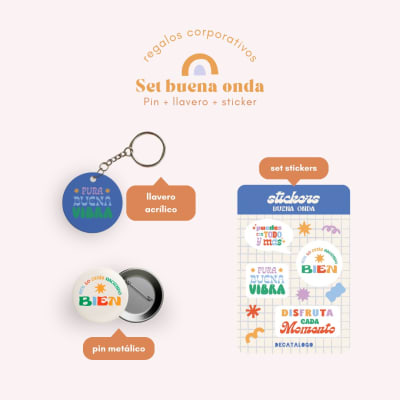 Set Buena Onda Llavero+Pin+Sticker