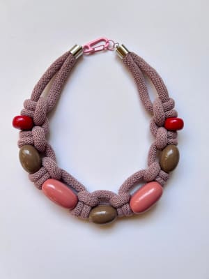 Collar cordon rosa rojo