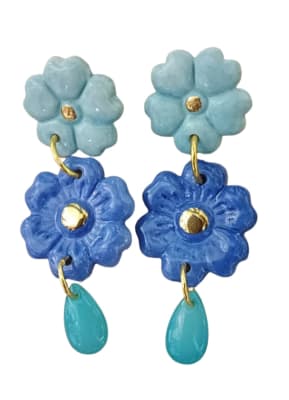 Aros Flores Celeste - azul