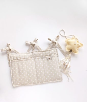 ack Bendito cuidado / Organizador beige puntos - Cunero estrella amarilla