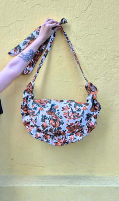 Cartera Flores beige