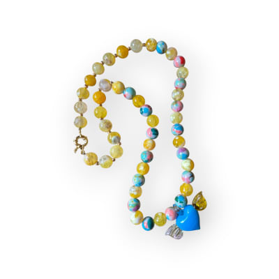 Collar amarillo vidrio soplado1