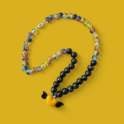 Collar negro vidrio soplado