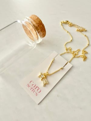 Collar Frasco Enchapado Oro Estrella Fugaz