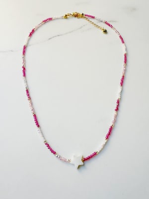 Collar cristal con estrella nácar rosado