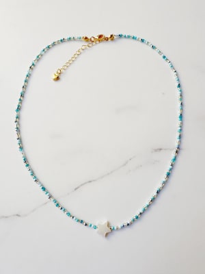 Collar cristal con estrella nácar azul